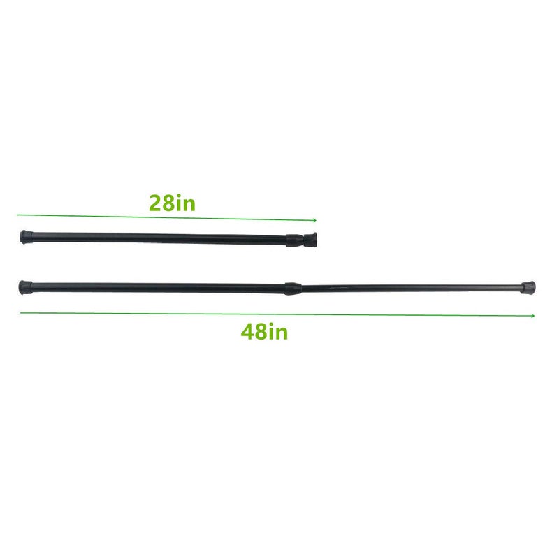 qinnsou Tension Rods, 4 Pack 28-48 Inches Adjustable Spring Steel Cupboard Bars Tension Curtain Rod Shower Rod Closet Rod Tensions Rod Extendable Width (Black) - Image 2